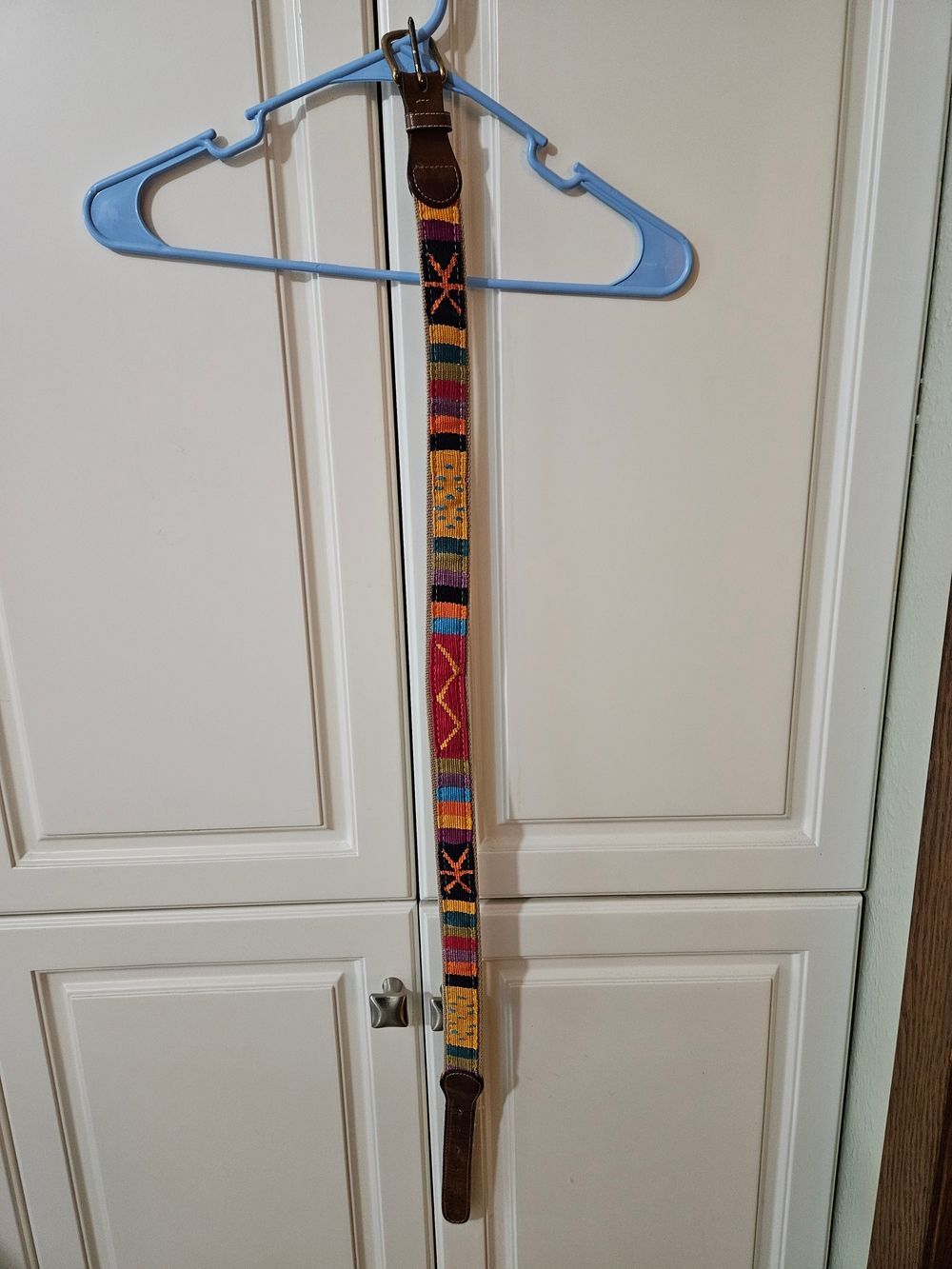 A Tail We Could Wag Colorful Woven Cotton Guatemalan Retro Leather Belt Eclectic